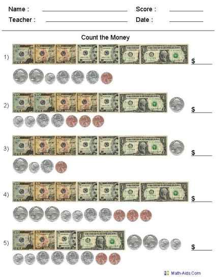 Counting Coins Worksheets 3rd Grade