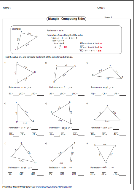 Finding Missing Angles In Triangles Worksheet Pdf