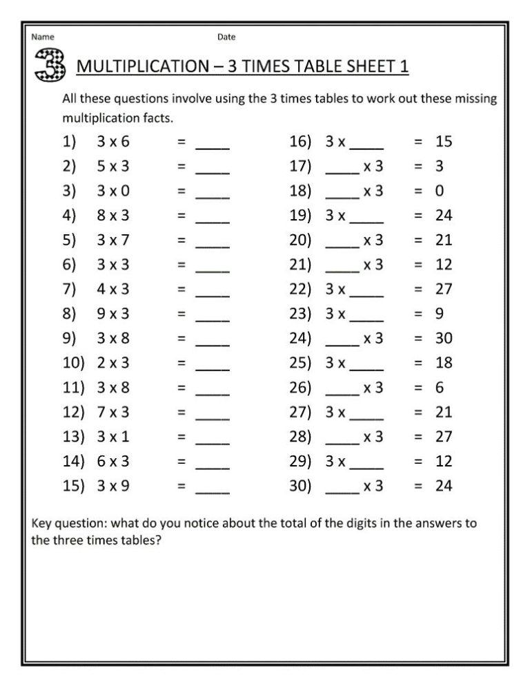 6 And 7 Times Table Worksheet