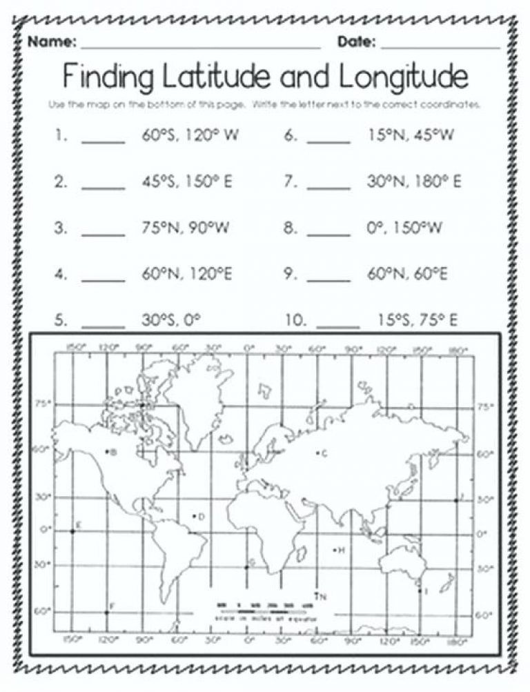 Latitude And Longitude Worksheets Pdf Answers