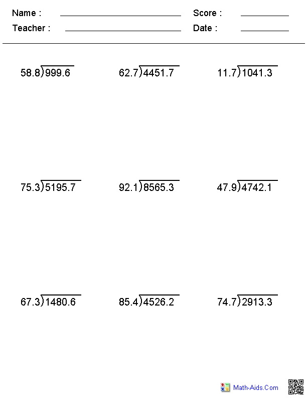 Division Worksheets