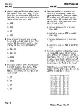 Printable 3rd Grade Math Staar Test Practice Worksheets