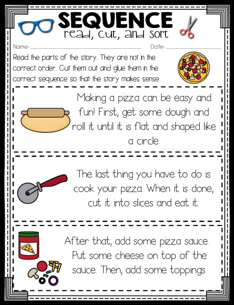 Sequence Of Events Worksheets 1st Grade Pdf