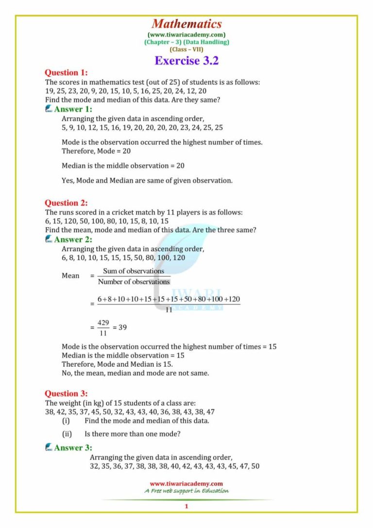 Answer Class 6 Maths Chapter 1 Worksheet