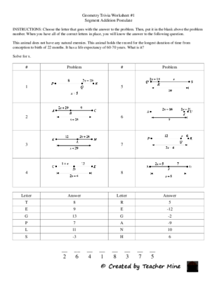 Angle Addition Postulate Worksheet Pdf