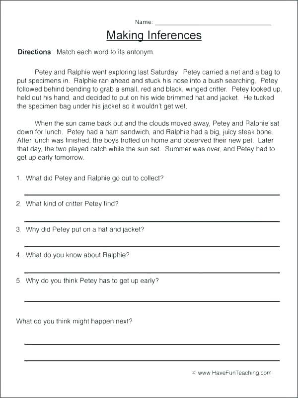 Inference Worksheets Pdf