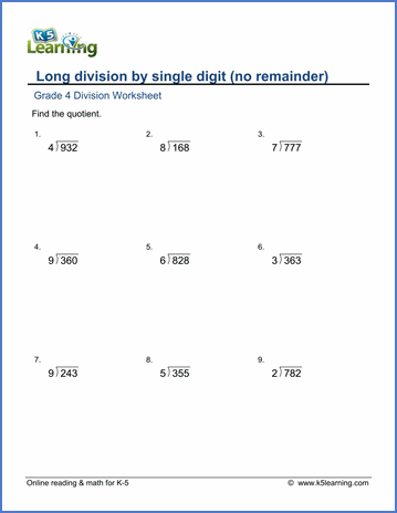 Long Division Worksheets Grade 5