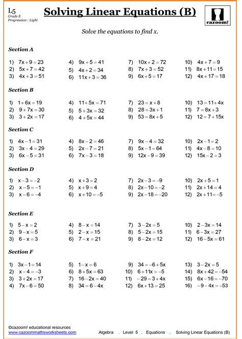 Year 7 Maths Worksheets