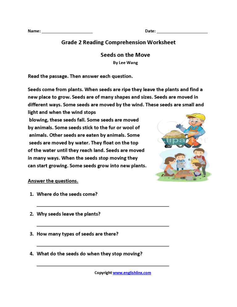 2nd Grade Reading Comprehension Worksheets Pdf With Answers