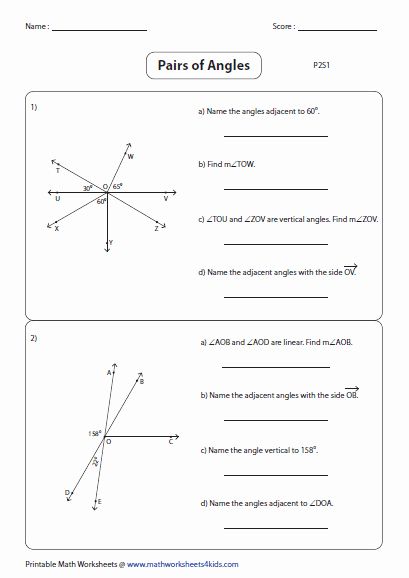 Angle Pair Relationships Worksheet Pdf