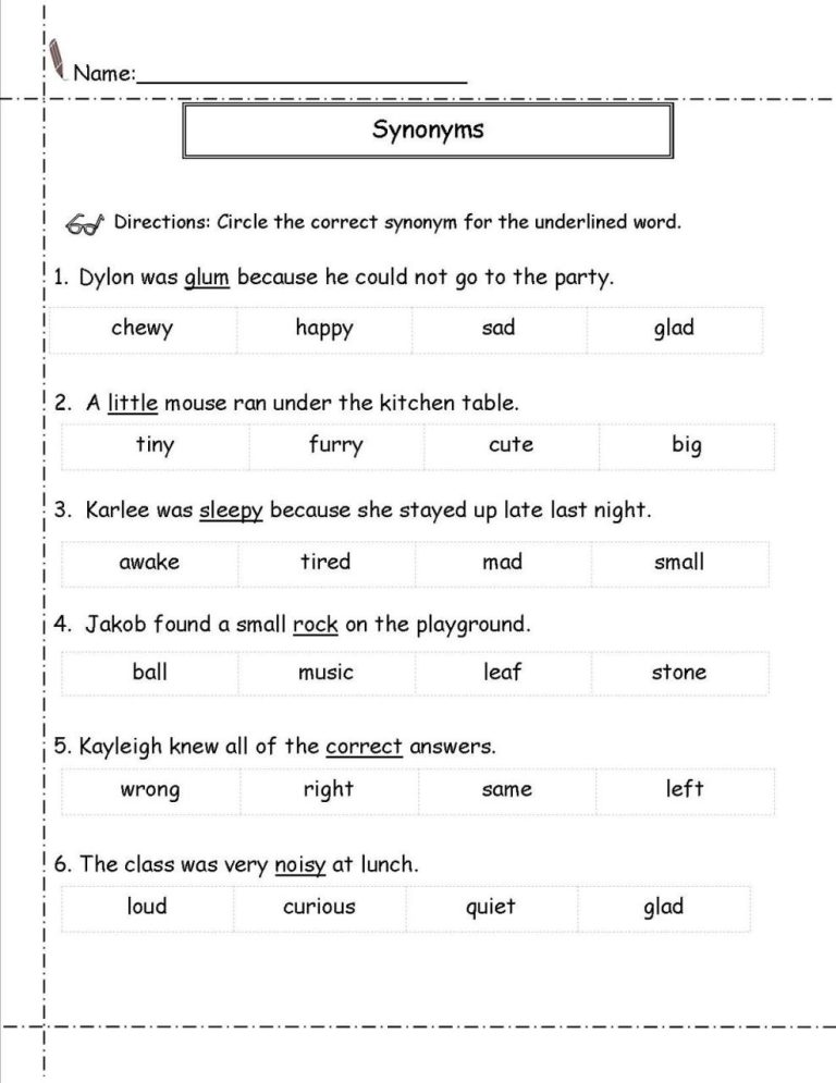 Antonyms Worksheets For Grade 2