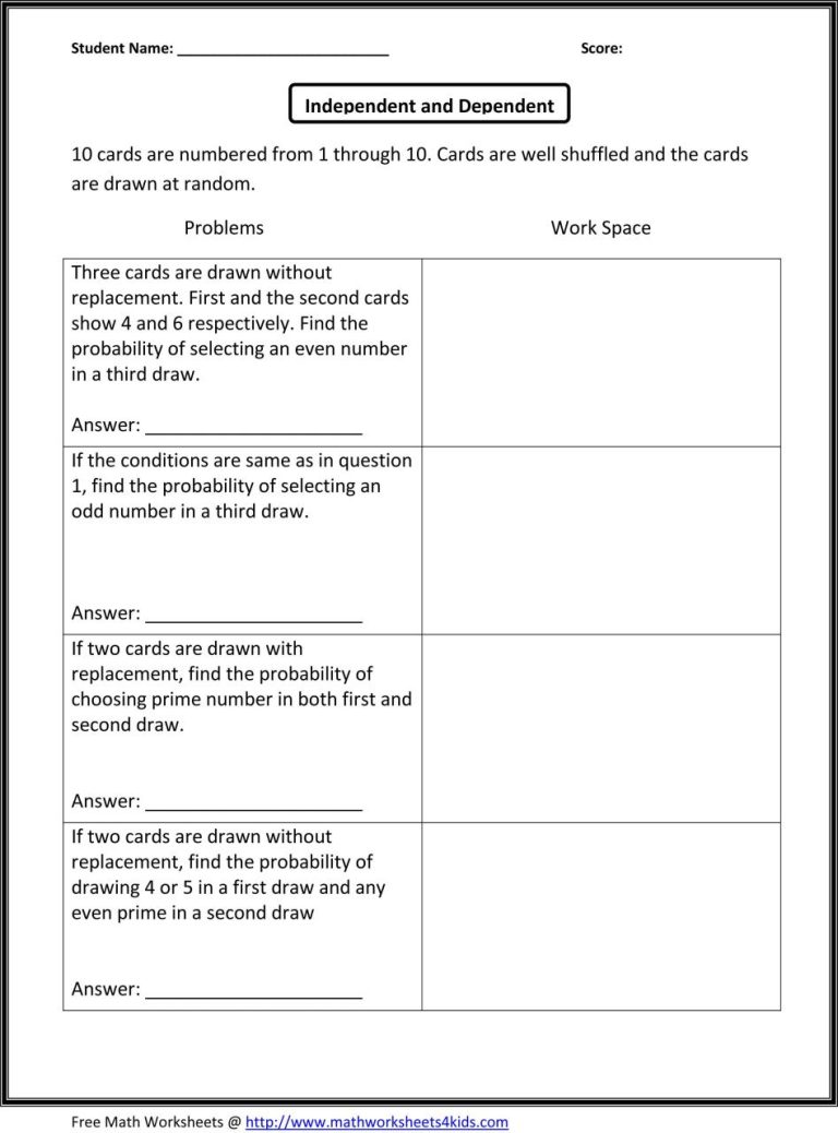 Conditional Probability Worksheet Pdf