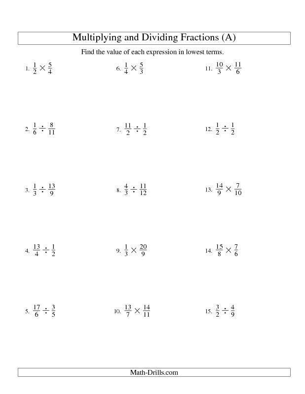 Dividing Fractions Worksheet 6th Grade