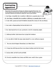 8th Grade Appositive Worksheet