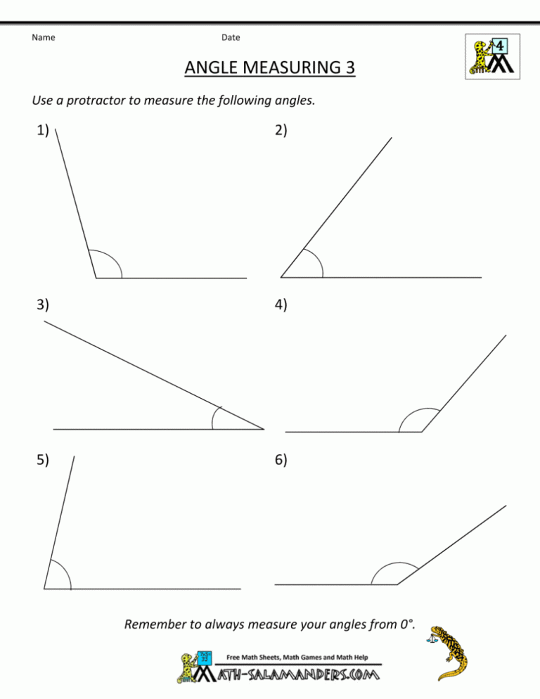 Measuring And Drawing Angles With A Protractor Worksheet