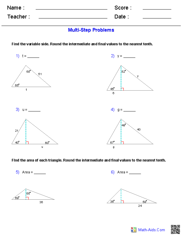 Trigonometry And Pythagoras Worksheet