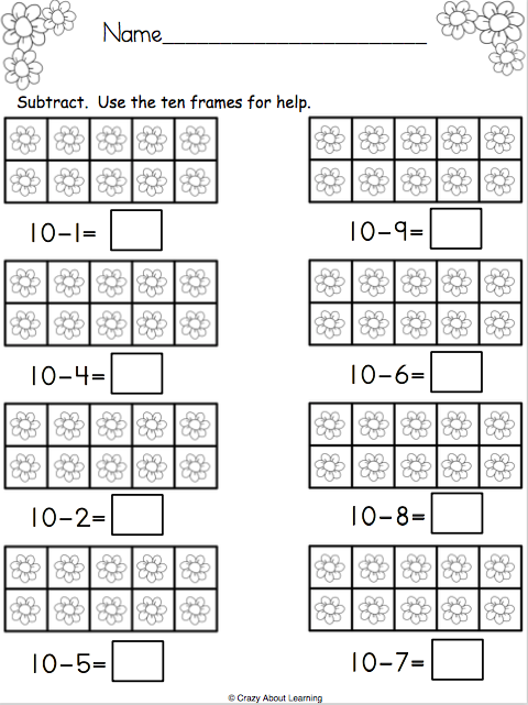 Ten Frame Printable Kindergarten