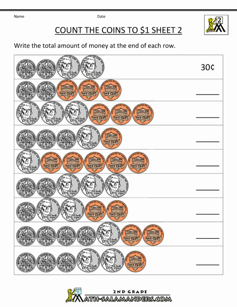 Money Math Worksheets For Grade 2