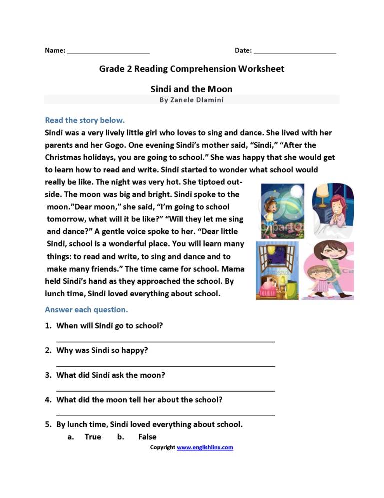 2nd Grade Reading Worksheets Grade 2