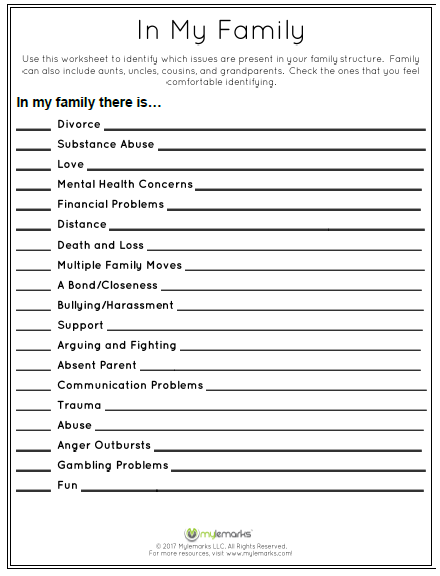 Counseling Child Therapy Worksheets