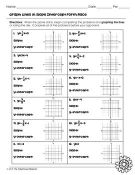 Graphing Lines In Slope Intercept Form Worksheet Answers