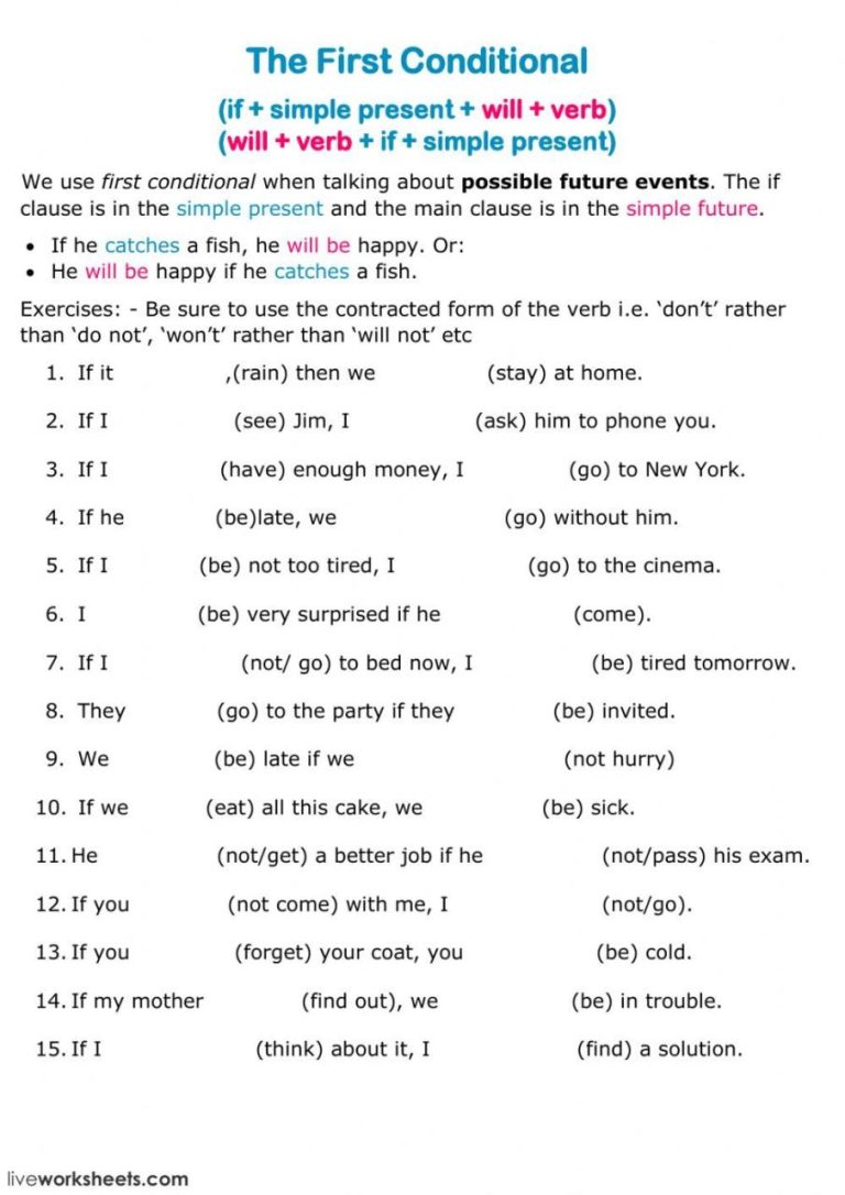 1st First Conditional Worksheet