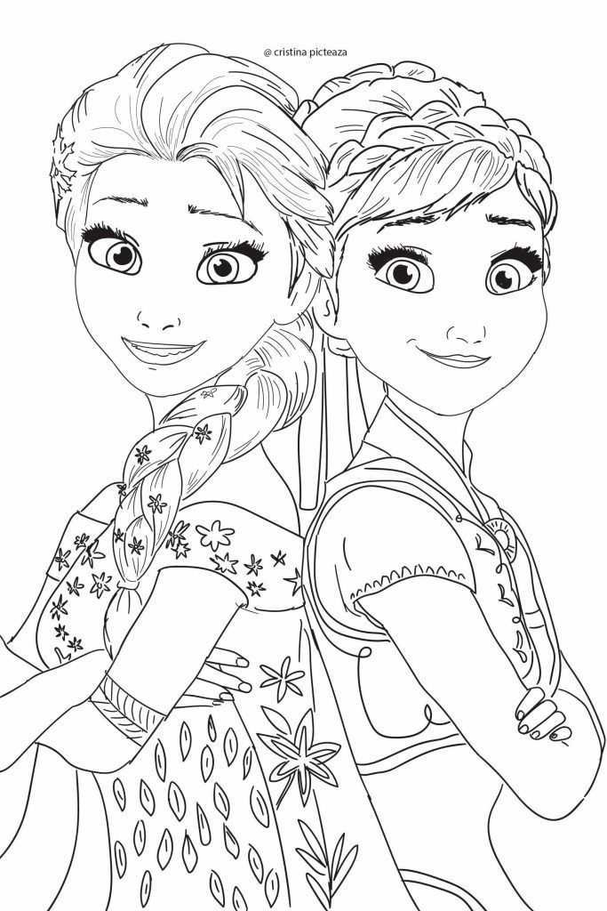 Elsa Anna Coloring Page