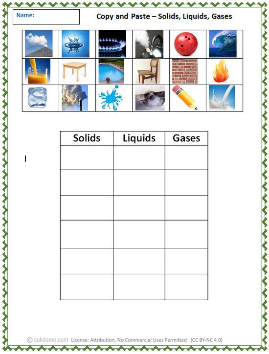 Solid Liquid Gas Worksheet Grade 2