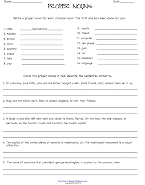 3rd Grade Common And Proper Nouns Worksheets For Grade 2