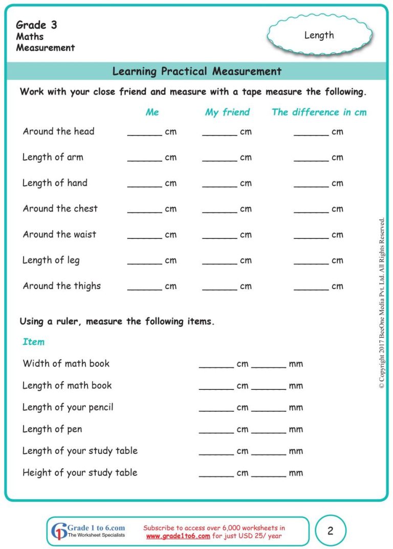 Third Grade Class 3 Maths Worksheet Pdf