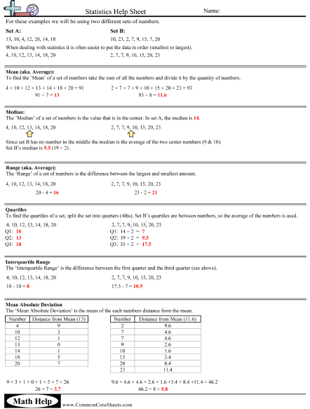 Calculating Standard Deviation Worksheet