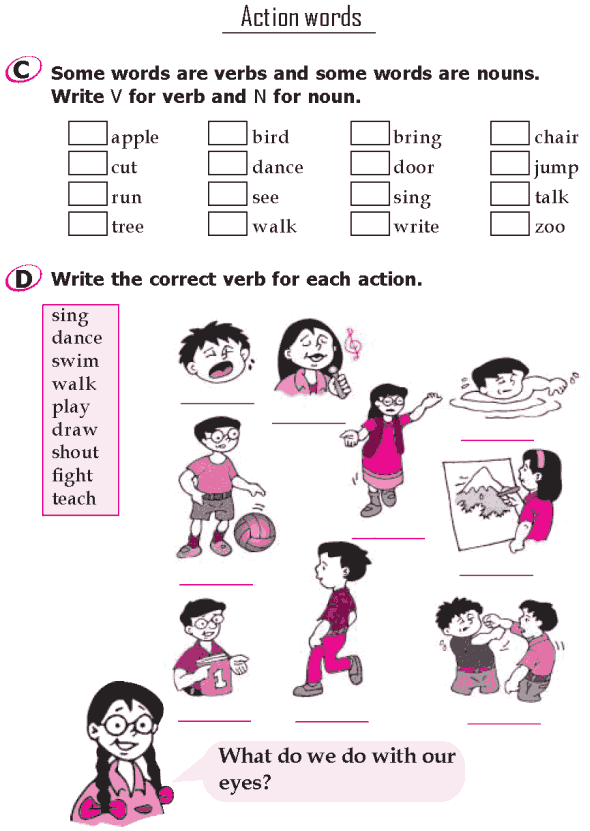 Action Words Worksheet For Grade 1 Pdf