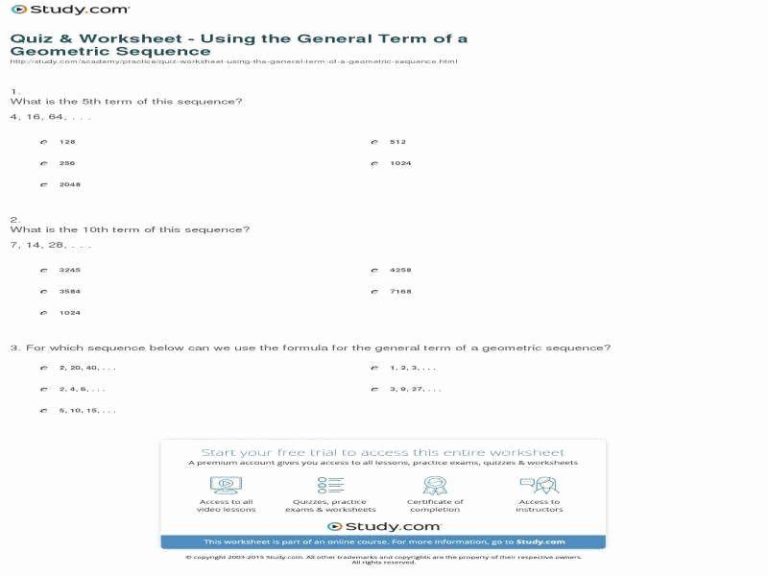 Arithmetic And Geometric Sequences Worksheets