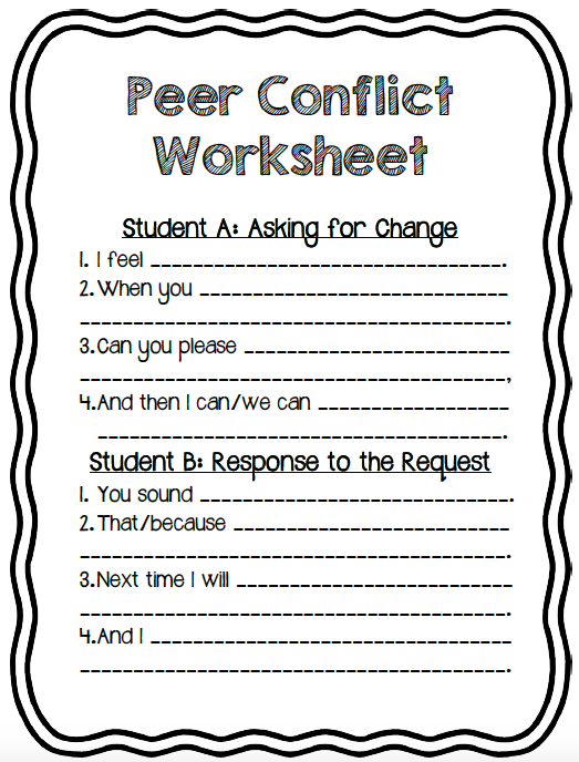 Conflict Resolution Worksheets For Elementary Students