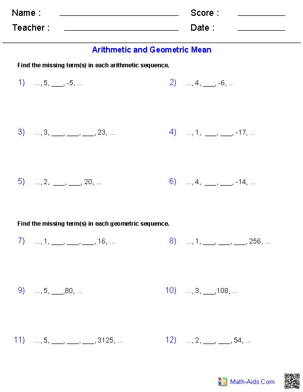 Practice Arithmetic Series Worksheet