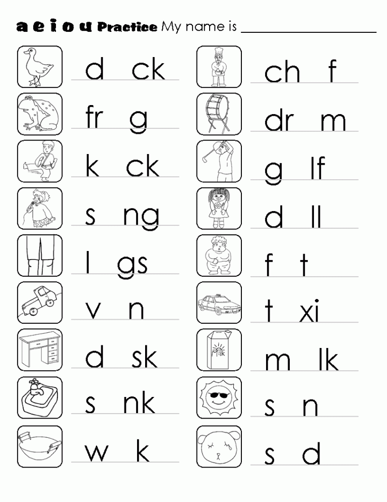 Vowels Worksheets Pdf