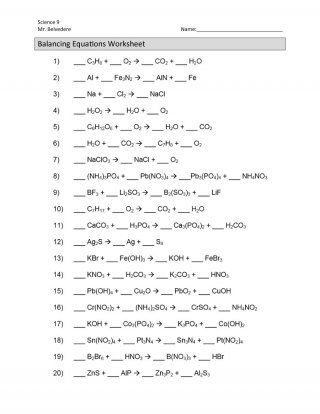 Balancing Equations Questions With Answers