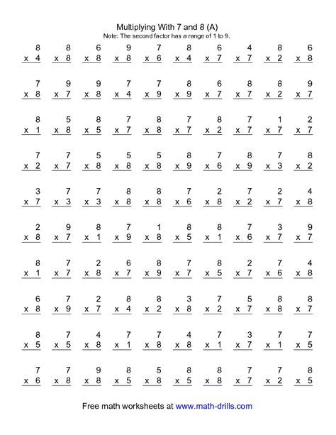 Math Drills Multiplication By 8