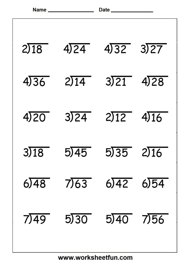 Basic Division Worksheets Free Printable