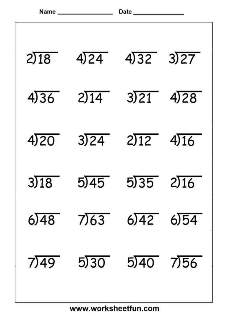 Division Worksheets Grade 4