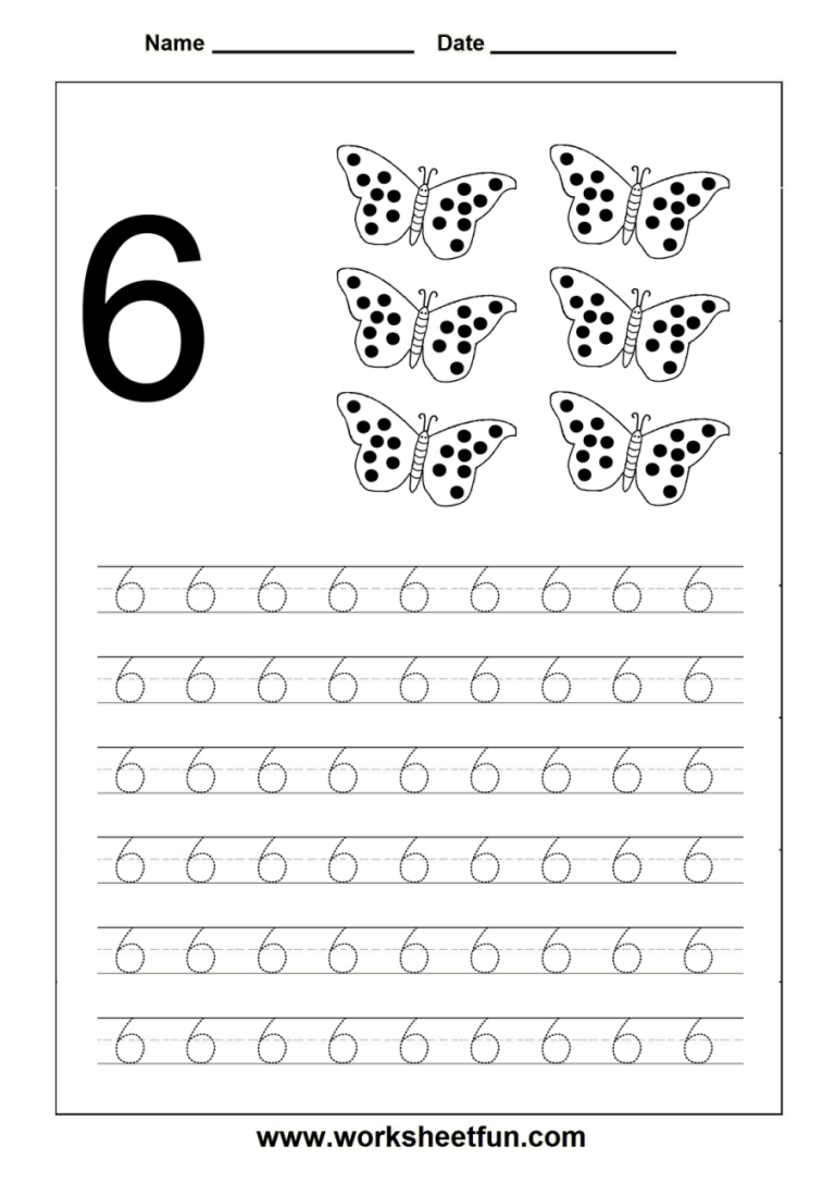 Number 6 Worksheets Prek