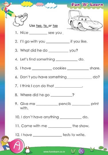 Worksheet For Class 2nd