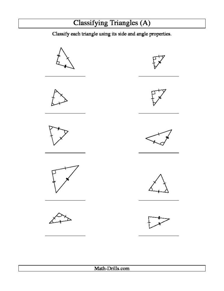 Classifying Triangles Worksheet Answer Key