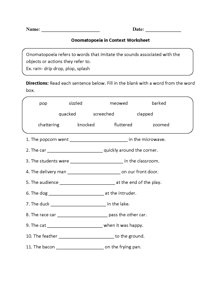 Printable English Worksheets For Grade 7