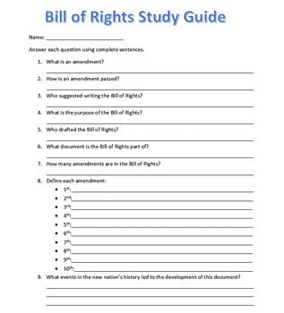 Bill Of Rights Worksheet Pdf