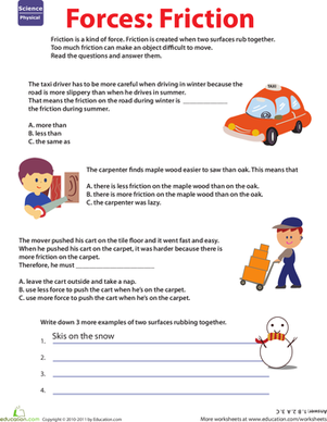 Friction Worksheet Answers