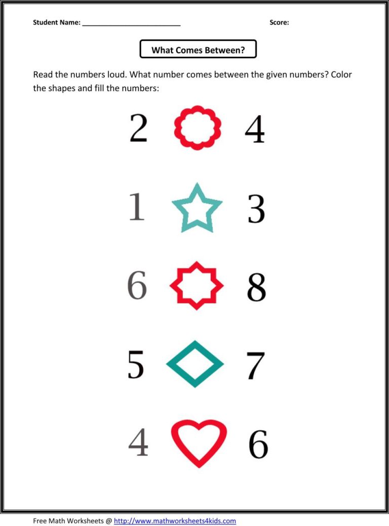 Number Sequence Worksheets 1-10