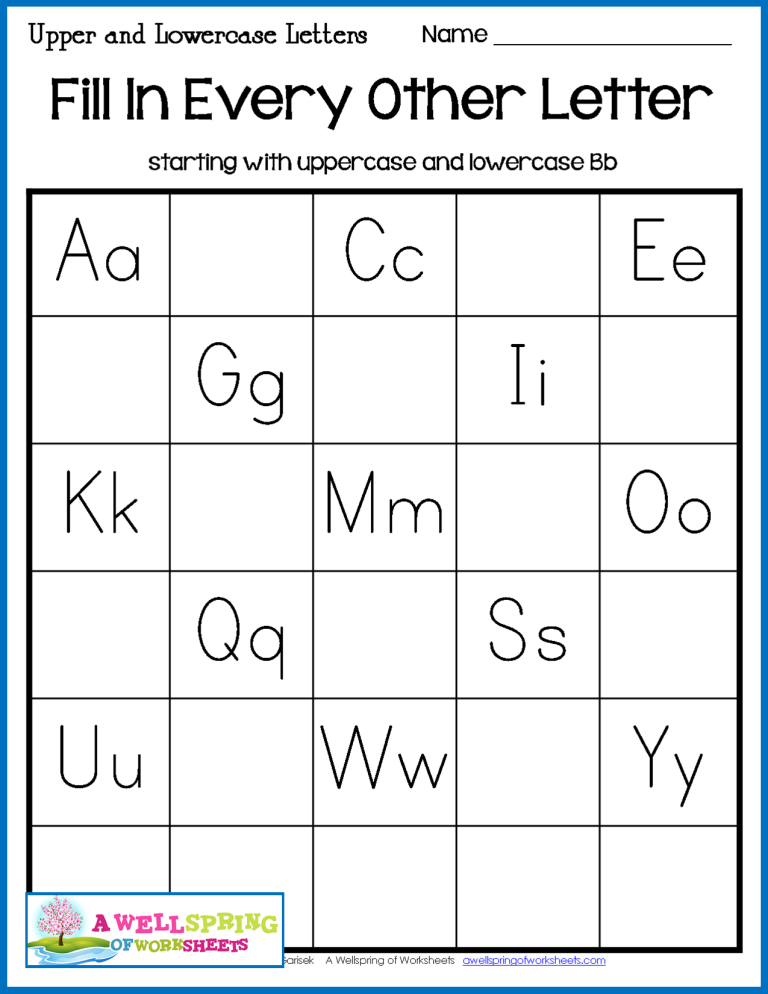 Missing Letters Worksheet