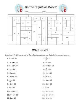 Solving One Step Equations Worksheet Puzzle