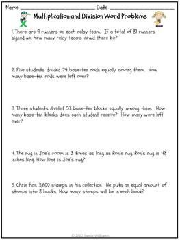 Division Word Problems Grade 2